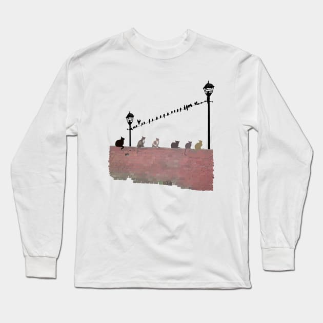 Cats And Birds Long Sleeve T-Shirt by TenomonMalke